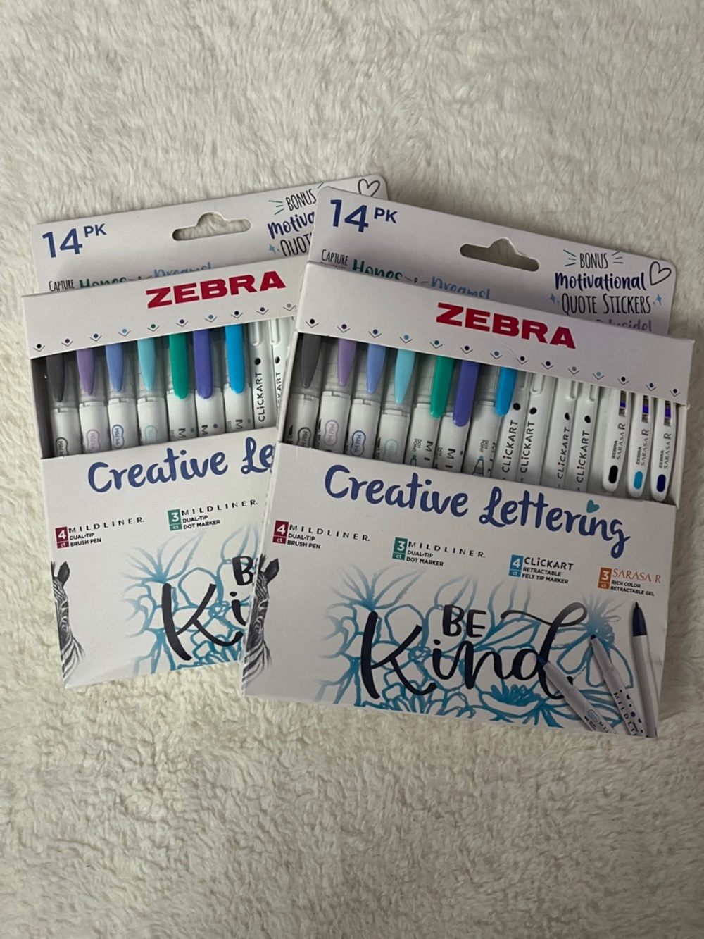 Zebra Creative Lettering 14-Pack Pens - Pastel Blue & Teal Set